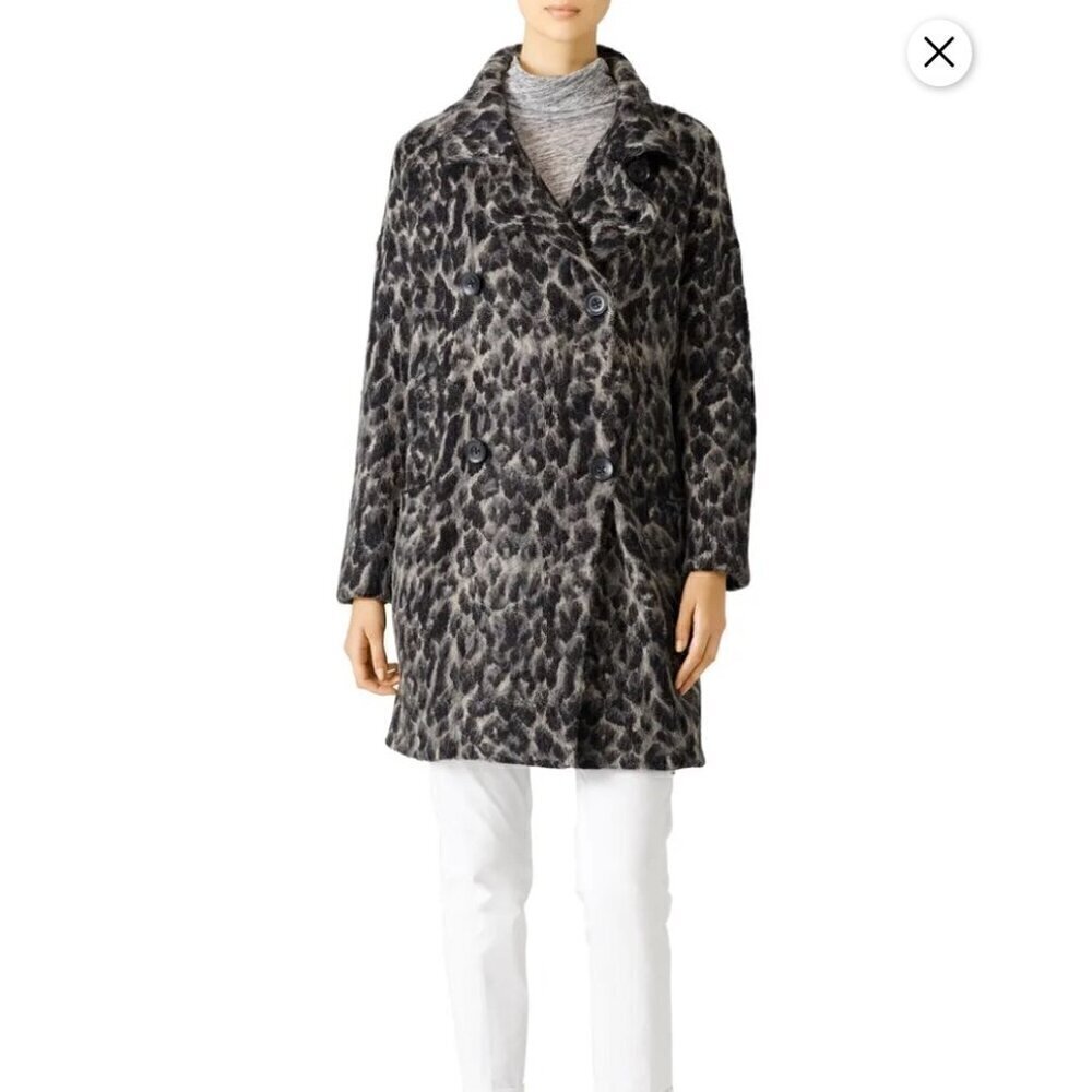 NEW Free People Wild Thing Gray & Black Leopard Animal Print Coat - Picture 8 of 10